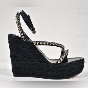 Christian Louboutin Black Mafaldina Zeppa 120 Heeled Sandals. Size 38.